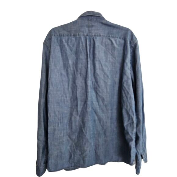 J. Crew Factory Shirt Blue Chambray Button Down Long Sleeve Shirt Men XL - Picture 8 of 8